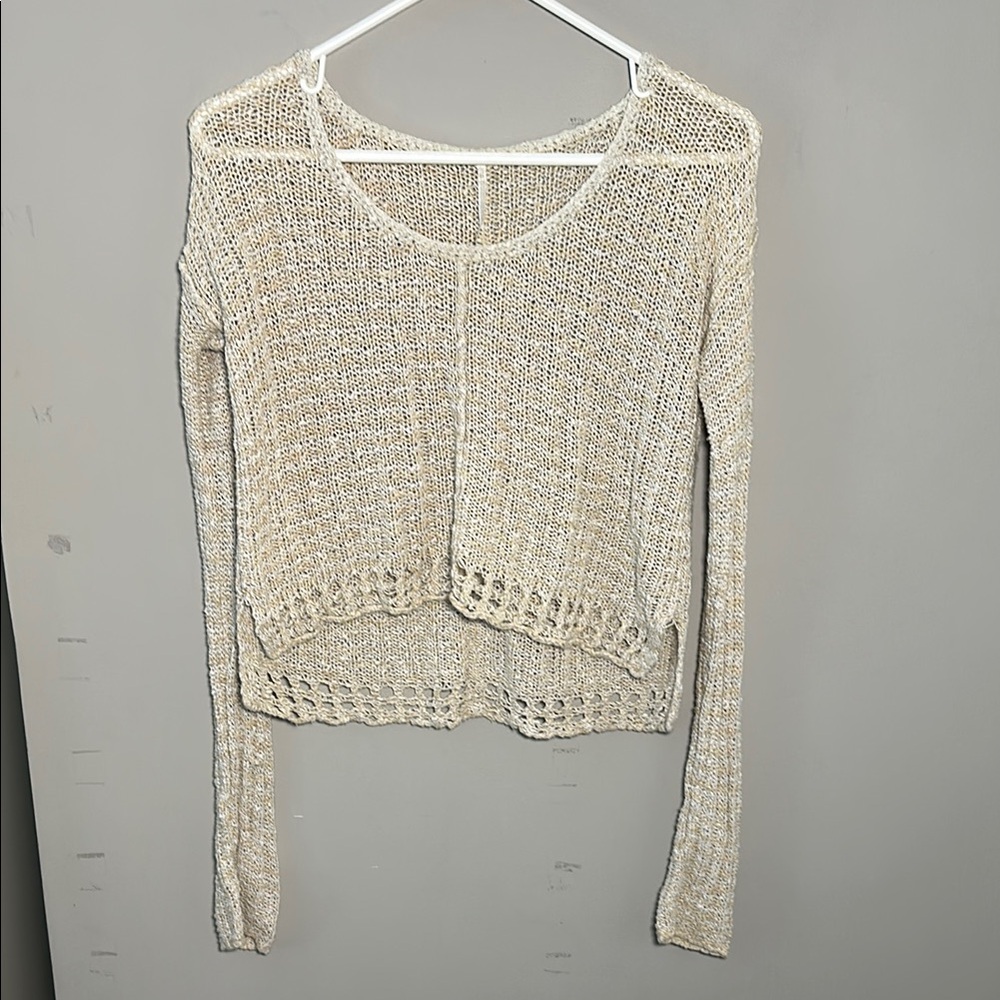 Urban outfitters Women's Cream knitted light tan high low slouchy sweater